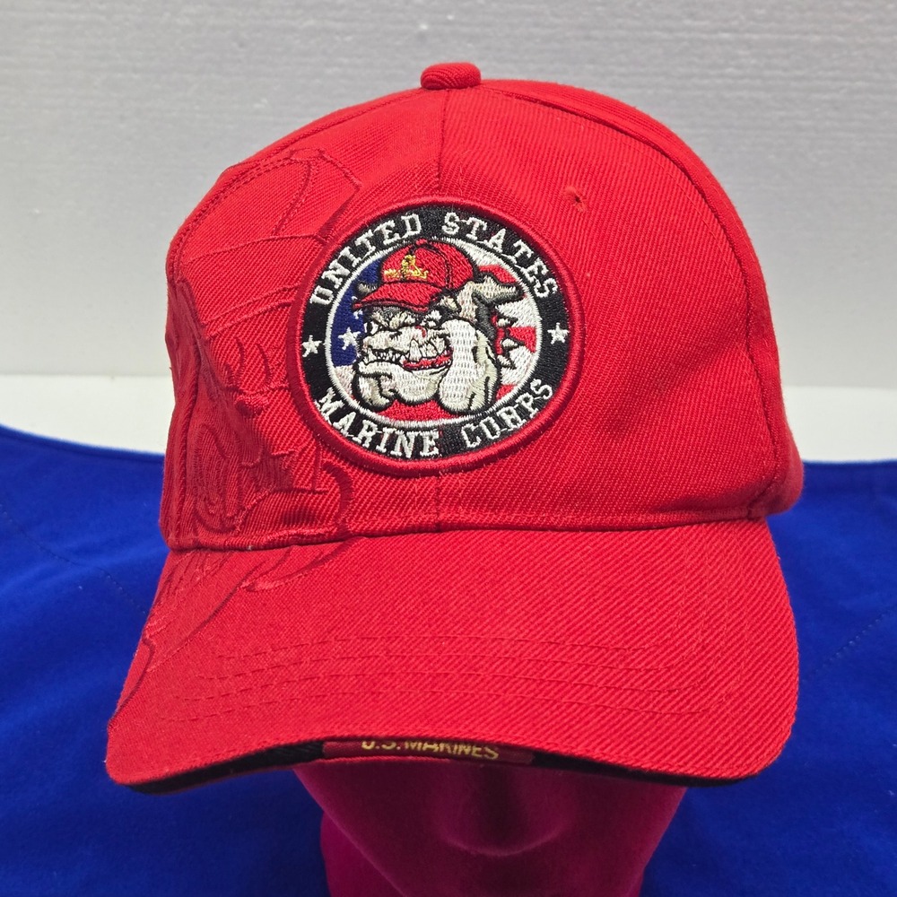 US Marines Bulldog Red Baseball Cap Official Licensed USMC Adjustable Hat